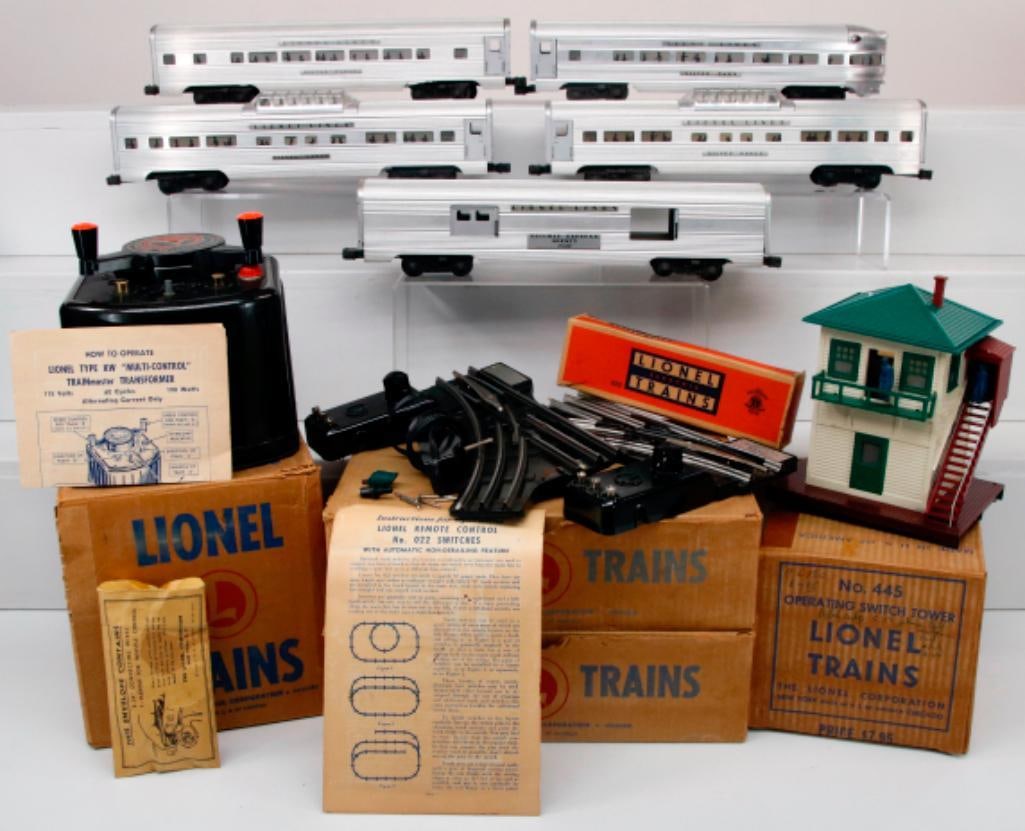 Lionel Postwar O Gauge Five (5) Assorted Aluminum Passenger Cars/022 Remote-Control Switches (1 of 15)