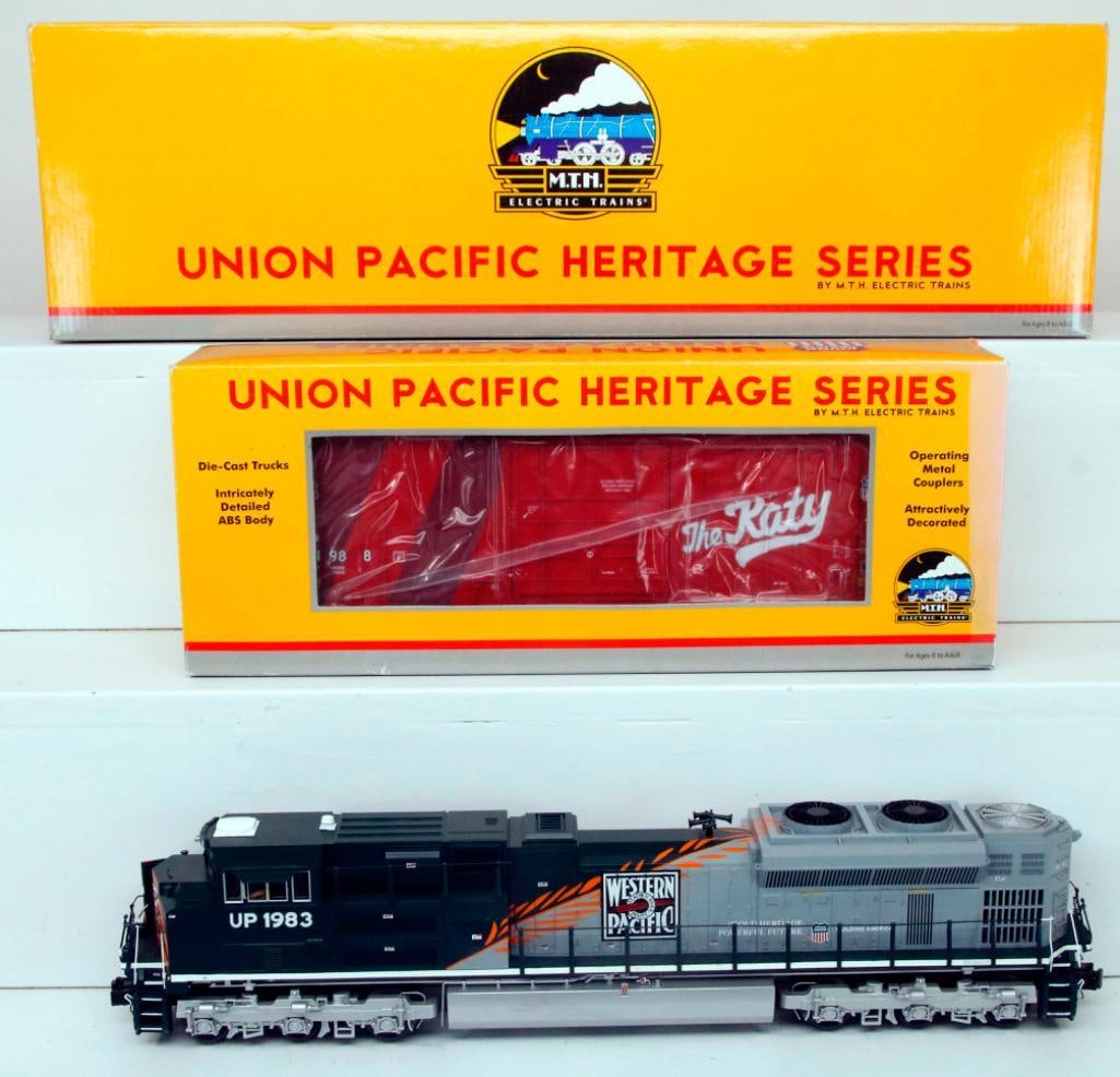 MTH Modern O Gauge Western Pacific SD70 ACe Diesel Engine with PS-2 Boxed and UP Heritage Box Car (1 of 11)