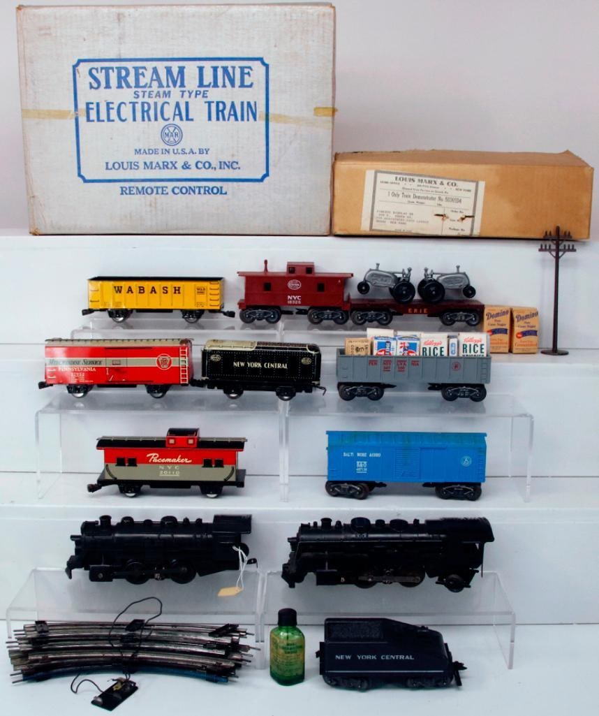 Marx Toy Trains O Gauge Set No. 4822 Plastic 400 Black Loco & Metal Tender and Three  Passenger Cars (1 of 20)