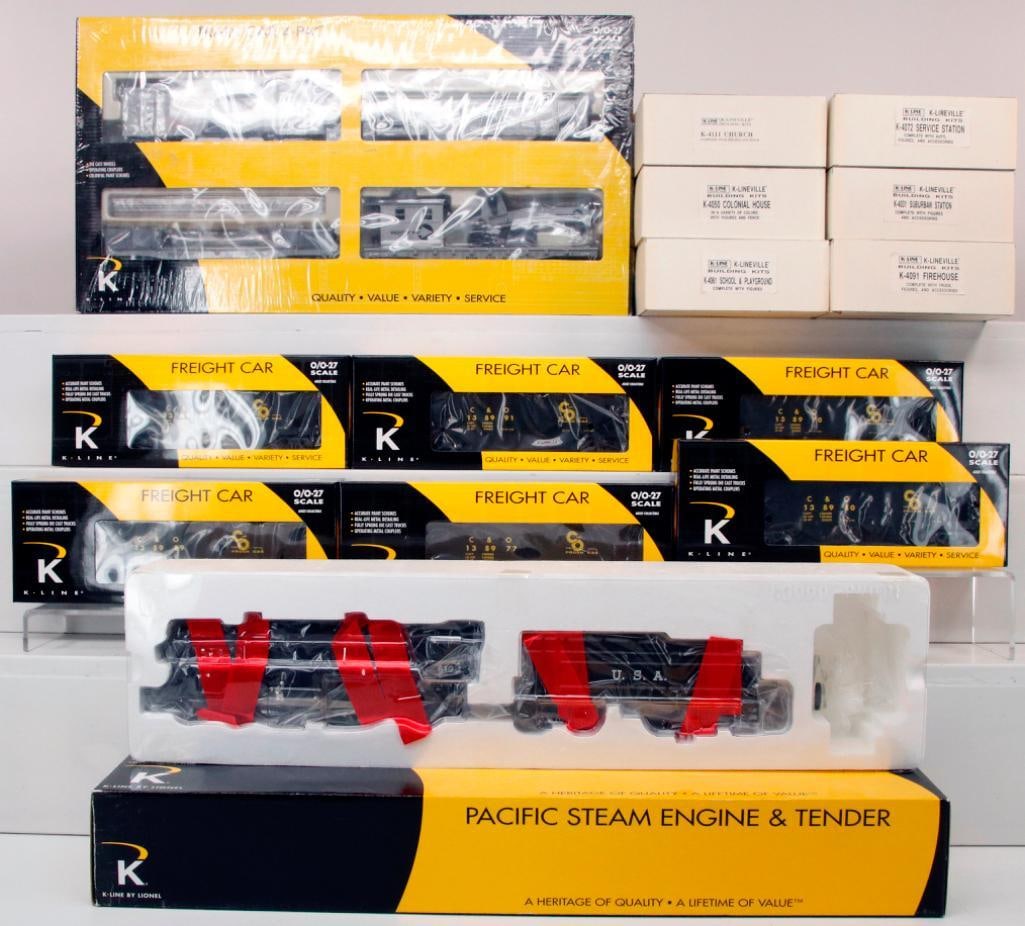 K-Line Modern O Gauge Right-of-Way MOW 4 pack and last U.S. Army Diecast Steam Engine and Tender (1 of 12)