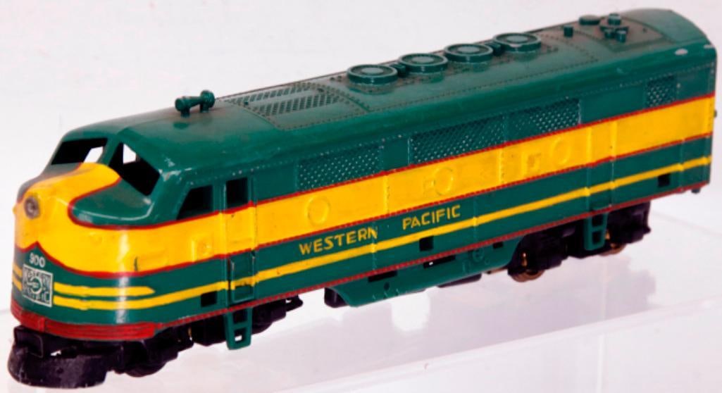 Marx Toy Trains HO Gauge Western Pacific Diesel A Unit Powered Hand-Painted Factory Prototype: Marx Toy Trains HO Gauge Western Pacific Diesel A Unit Powered Hand Painted Factory Prototype, appearing as Model #2244 - N, dated 2 - 6 - 58, in C7 plus overall condition. Another true Marx Factory P