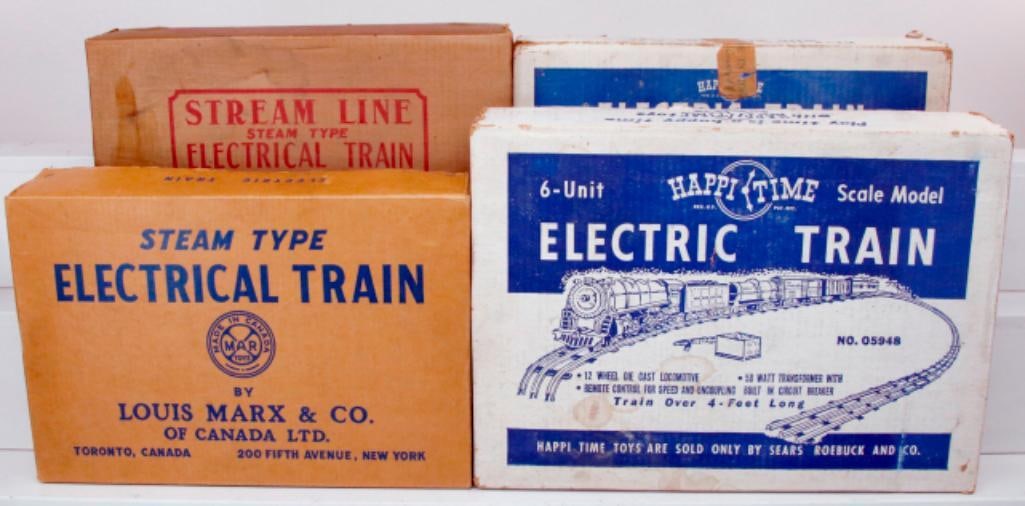 Marx Toy Trains O Gauge Four (4) Assorted Sets, including very rare Canadian Marx 198 Freight Set (1 of 20)