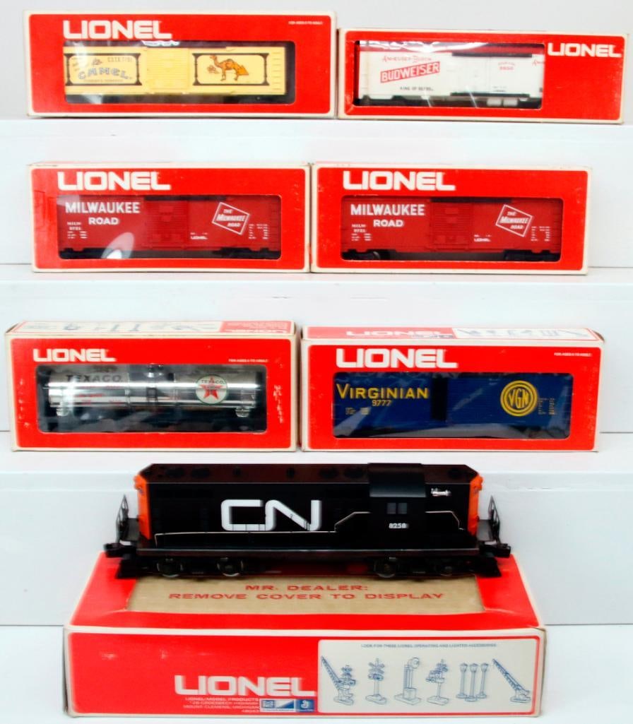 Lionel Modern O Gauge Canadian National GP-7 Nonpowered Dummy Unit and Six Assorted Box Cars Boxed (1 of 14)