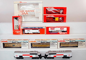 Lionel Modern O Gauge New Haven F-3 A-A Powered & Dummy Diesel Units and Eight Assorted Freight Cars First Image