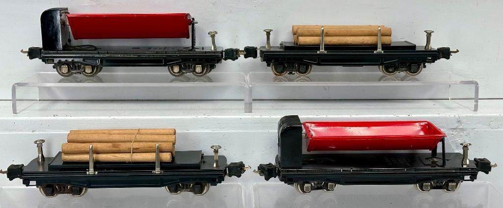 Lionel Prewar O Gauge 3859 Automatic Dump Car X2 and 3811 Operating Lumber Car X2 (1 of 6)