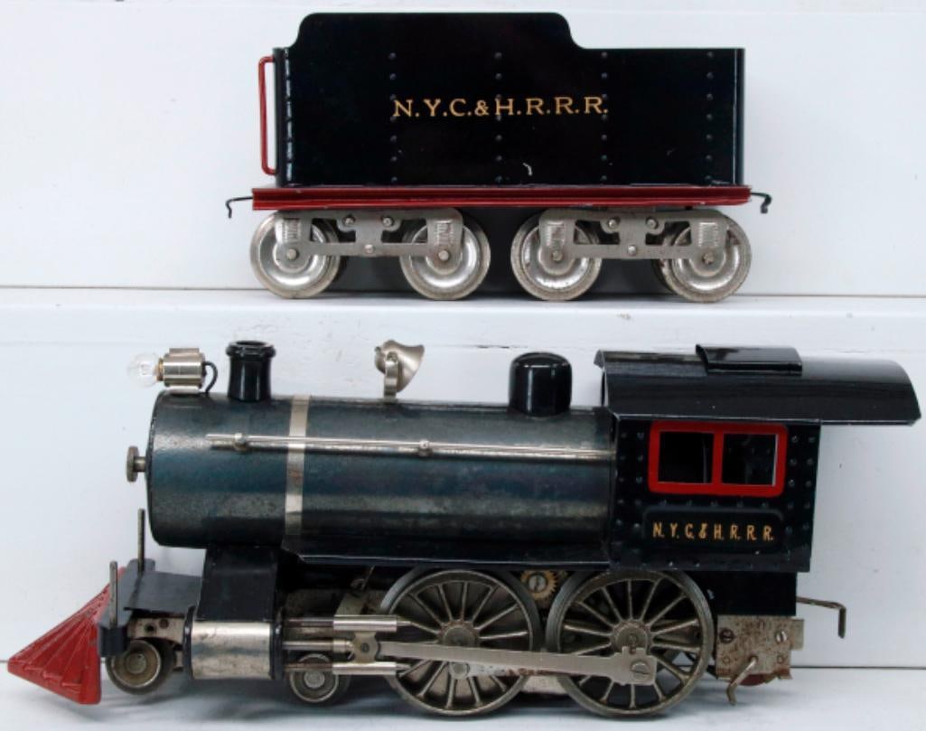 Lionel MFG Prewar Standard Gauge No. 6 thin rim Loco and Tender: Lionel MFG Prewar Standard Gauge No. 6 thin rim Loco and Tender, partially repainted to look C6/7.