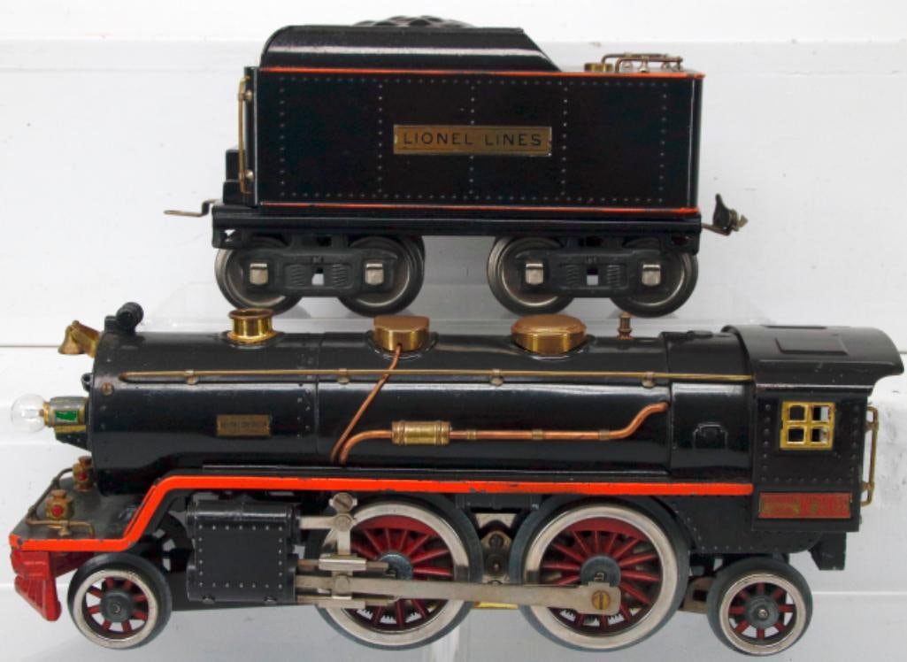 Lionel Prewar Standard Gauge 390E black orange stripe Loco with scarce 390TX black orange stripe Ten (1 of 7)