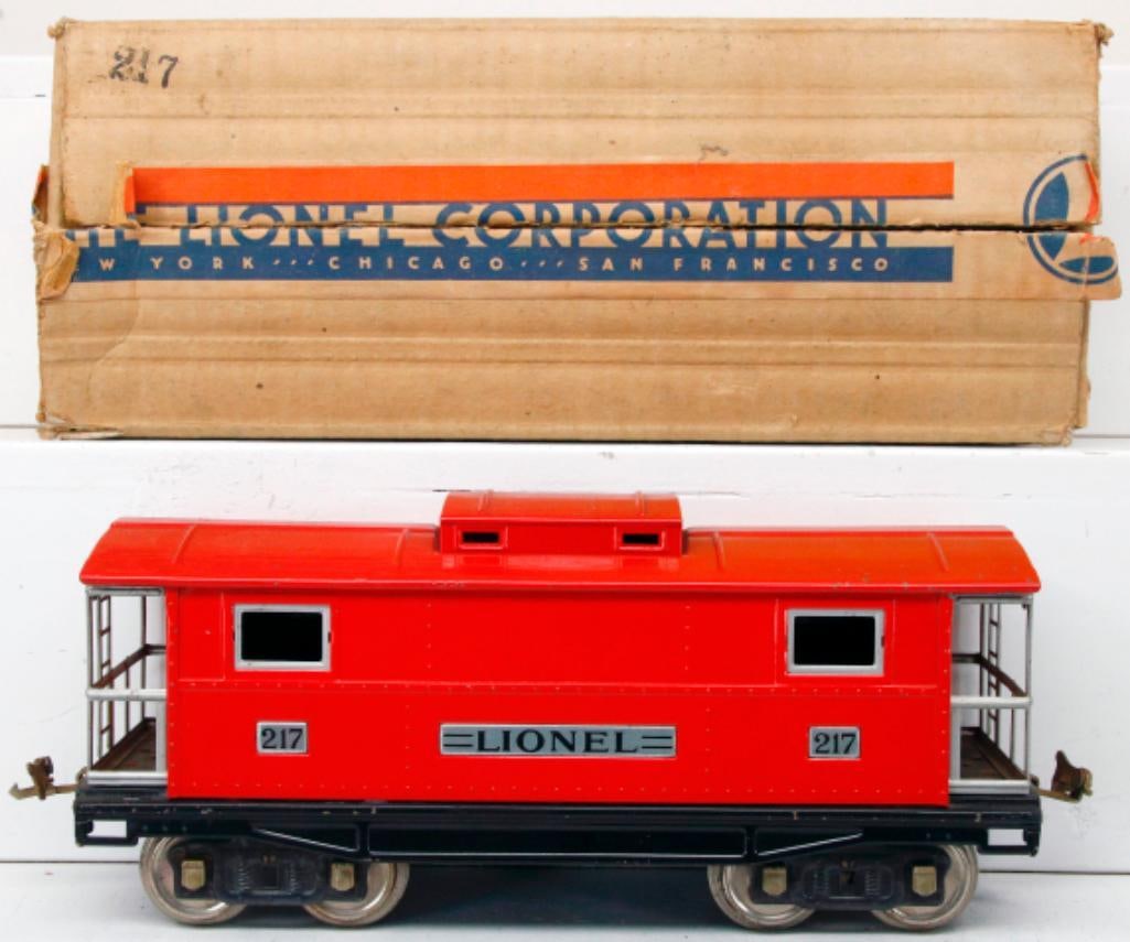 Lionel Prewar Standard Gauge 217 red Caboose all nickel Boxed (1 of 13)