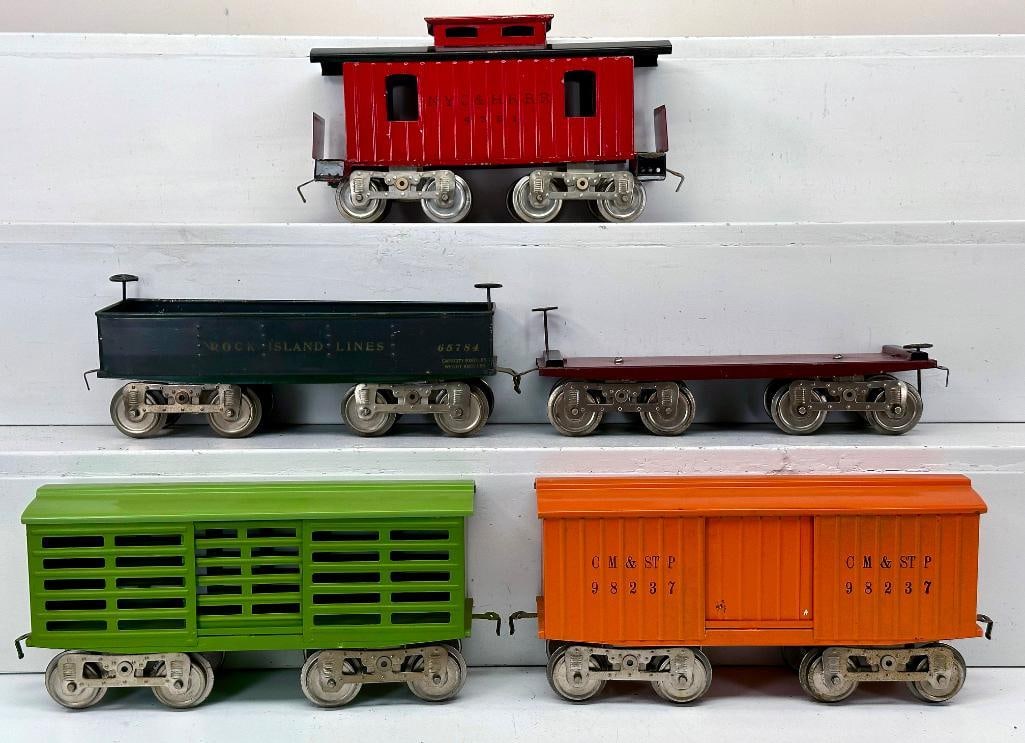 Lionel Prewar Standard Gauge 13 Livestock Car - 14 Box Car - 12 Gondola - 17 Caboose - 11 Flat Car (1 of 6)
