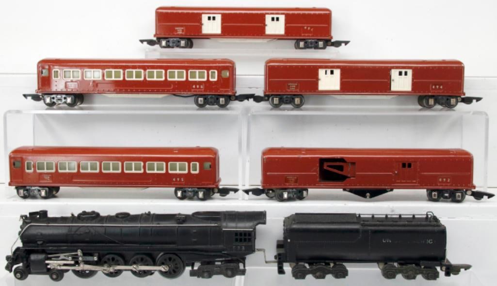 American Flyer Prewar 3/16 Gauge Scarce 533 Northern 6 -8-6 and Tender and Five Brown 4 wheel Cars (1 of 12)