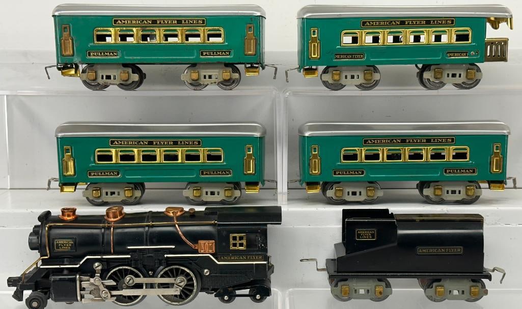 American Flyer Prewar O Gauge 4615 Black Loco 2 – 4 – 4 and 3301 Vanderbilt Type Tender (1 of 10)
