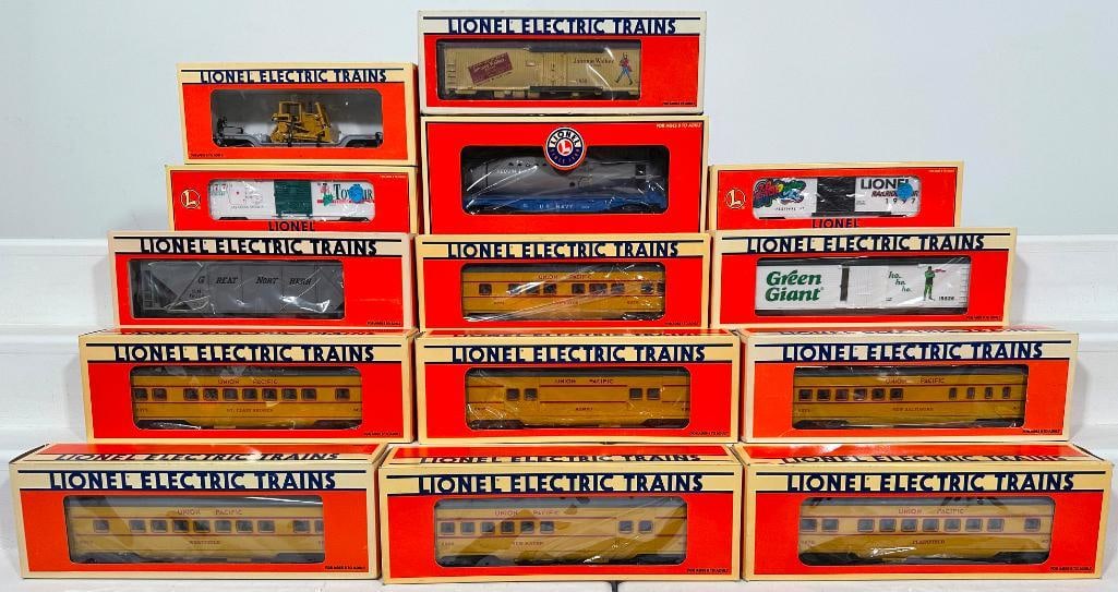Lionel Modern O Gauge Union Pacific Passenger Car Boxed X7/Five (5) Assorted Freight Cars Boxed (1 of 2)