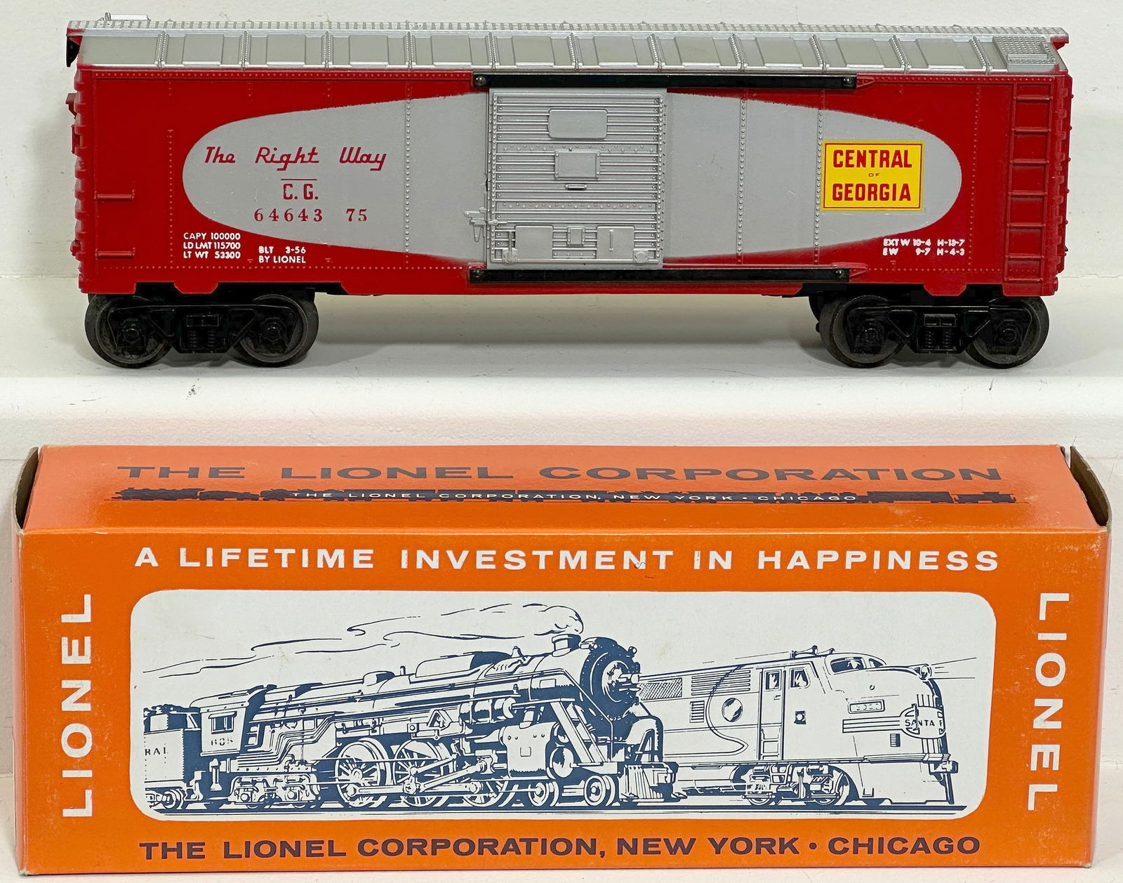 Lionel Postwar O Gauge 6464 - 375 Central of Georgia red Boxed RARE RARE RARE (1 of 12)