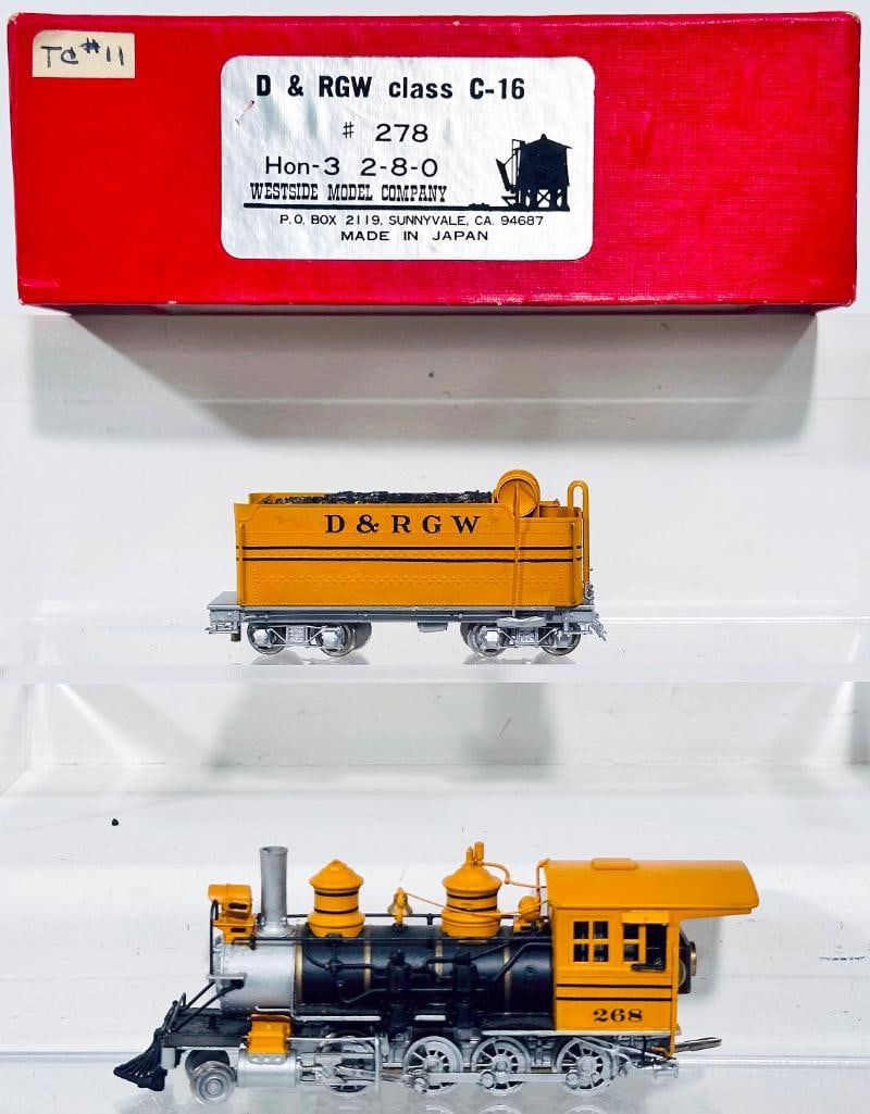 Westside Model Brass HO N3 Scale D&RGW Class C - 16 2 - 8 - 0 Locomotive and Tender with screwdriver (1 of 6)