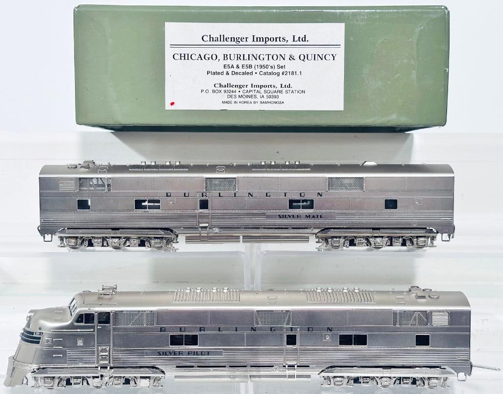 Challenger Imports Brass HO Scale Chicago, Burlington and Quincy E5A and E5B 1950s Set (1 of 6)