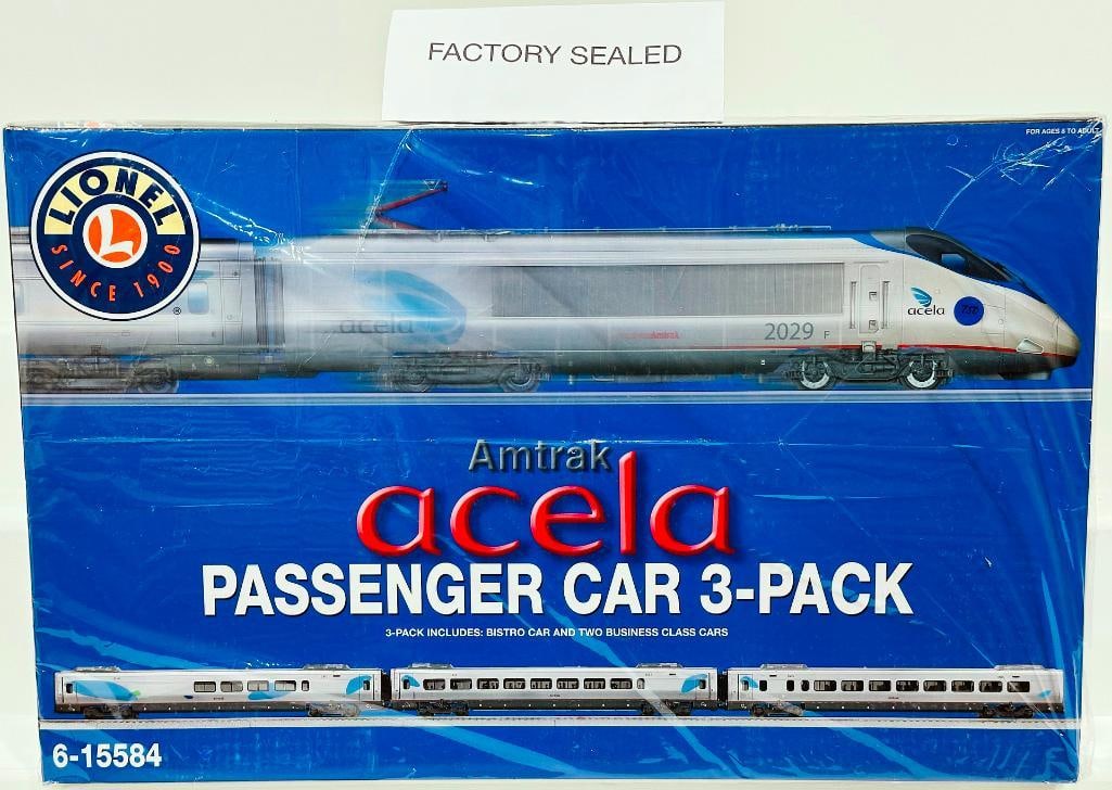 Lionel Modern O Gauge Amtrak Acela Passenger Car 3 Pack Boxed #6 - 15584 (1 of 6)