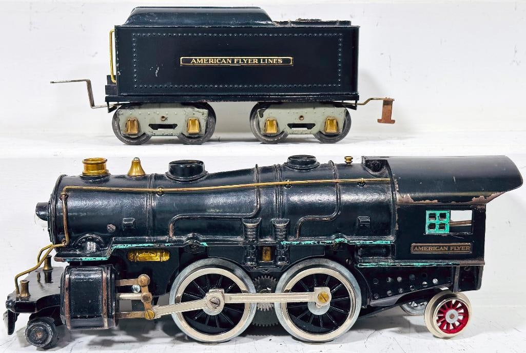 American Flyer Prewar Wide Gauge 4670 Black Cast - Iron Locomotive and 4671 Black Tender: American Flyer Prewar Wide Gauge 4670 Black Cast - Iron Locomotive and 4671 Black Tender, in C6 or better overall condition.