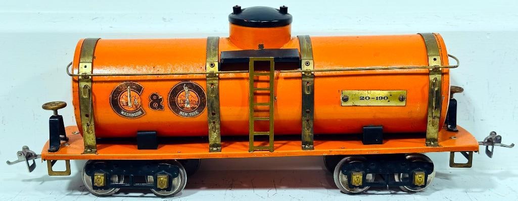 Ives Prewar Wide Gauge 20 - 190 American Flyer Style orange Tank Car (1 of 6)