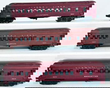 Lionel Postwar O Gauge 2628 - 2627 - 2625 Madison Cars with Silhouettes
