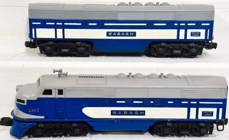 Lionel Postwar O Gauge 2367 and 2240C Wabash A - B F3 Diesel Units