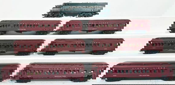Lionel Postwar O Gauge 2344 New York Central A Powered Unit and Six Assorted Madison Passenger Cars