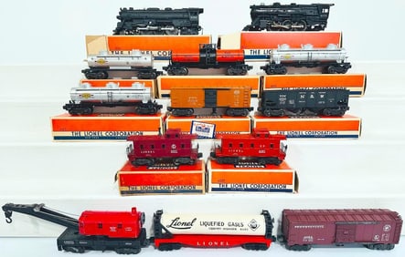 Lionel Postwar O Gauge 2055 Locomotive only - 2025 Locomotive only - and Ten Assorted Freight Cars