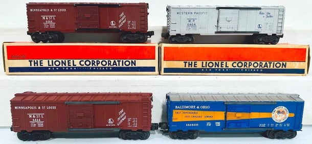 Lionel Postwar O Gauge Four (4) Assorted Box Cars