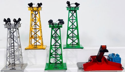 Lionel O Postwar O Gauge 395 Floodlight Tower X4 and 397 Coal Loader