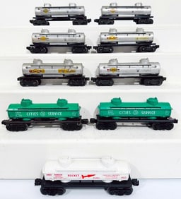 Lionel Postwar O Gauge Nine (9) Assorted Tank Cars