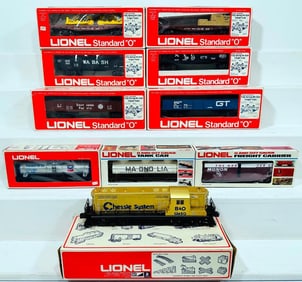 Lionel Modern O Gauge General Motors Special Anniversary Chessie GP-7 and Nine Assorted Freight Cars