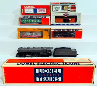 Lionel Modern O Gauge NYC 4-6-4 Hudson Locomotive and Tender and Six Assorted Passenger and Freights