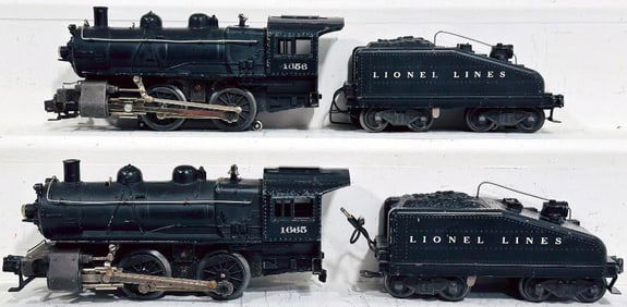Lionel Postwar O Gauge 1665 Switcher and Tender and 1656 Switcher and Tender