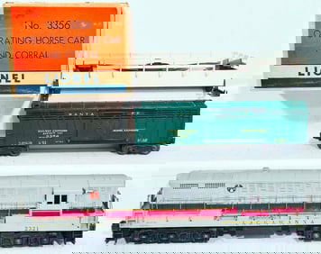 Lionel Postwar O Gauge 2321 Lackawanna Gray Top FM and 3356 Operating Horse Car Boxed