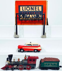 Lionel Postwar O Gauge 68 Executive Inspection Car -1872 General Loco and 1872T Tender -450 Bridge