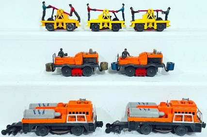 Lionel Postwar O Gauge 3927 Track Cleaning Car X2 - 50 Gang Car X2 - 65 Hand Car X3