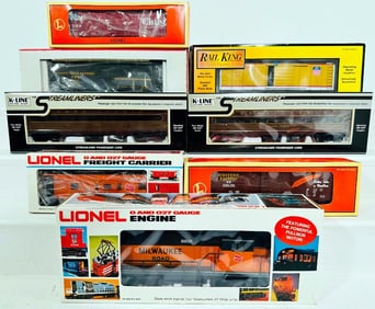 Lionel Modern O Gauge Milwaukee Road SD 18 Switcher/Assorted Freight Cars/MTH Modern O Gauge UP Car