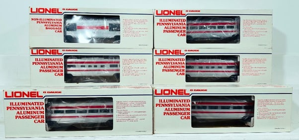 Lionel Modern O Gauge Illuminated Pennsylvania Aluminum Passenger Cars Boxed X6