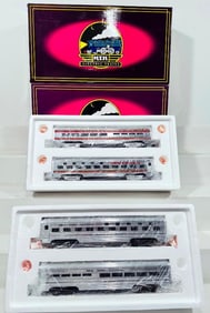 MTH Modern O Gauge New York Central Plated 60 foot Aluminum Sleeper/Diner Set and ATSF El Capitan