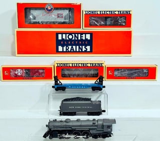 Lionel Modern O Gauge NYC 4 - 6 - 4 Hudson Locomotive and Tender and Six (6) Assorted Freight Cars