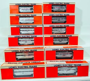 Lionel Modern O Gauge Twelve (12) Assorted Amtrak Passenger Cars Boxed