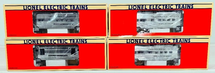 Lionel Modern O Gauge Four (4) Assorted California Zephyr Passenger Cars