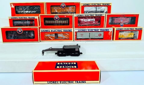 Lionel Modern O Gauge Twelve (12) Assorted Freight Cars Boxed