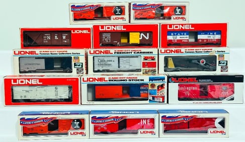 Lionel Modern O Gauge Fourteen (14) Assorted Freight Cars Boxed
