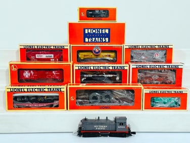 Lionel Modern O Gauge Southern Pacific Diesel Switcher and Ten (10) Assorted Freight Cars