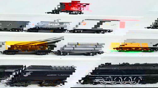 American Flyer Postwar S Gauge 336 Union Pacific Locomotive and Tender/ Seven Assorted Freight Cars