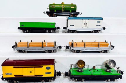 Lionel Prewar O Gauge Seven (7) Assorted Freight Cars