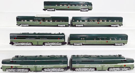 American Flyer Postwar S Gauge 490-492-491 A-B-A Northern Pacific Diesel Alco Units and Four Cars