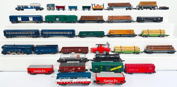 American Flyer Postwar S Gauge 350 Royal Blue Locomotive and Tender/AF 3 Royal Blue Passenger Cars