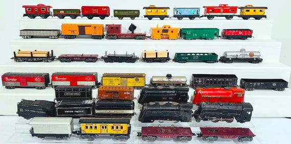 Marx Prewar and Postwar O Gauge - Approximately Twenty (20) Assorted Freight Cars and Passenger Cars