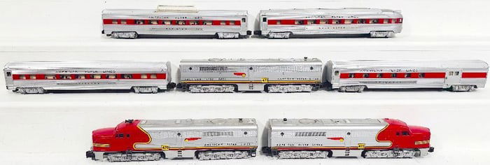 American Flyer Postwar S Gauge 470 - 473 - 471 Santa Fe A - B - A Diesel Alco Units and Four Cars